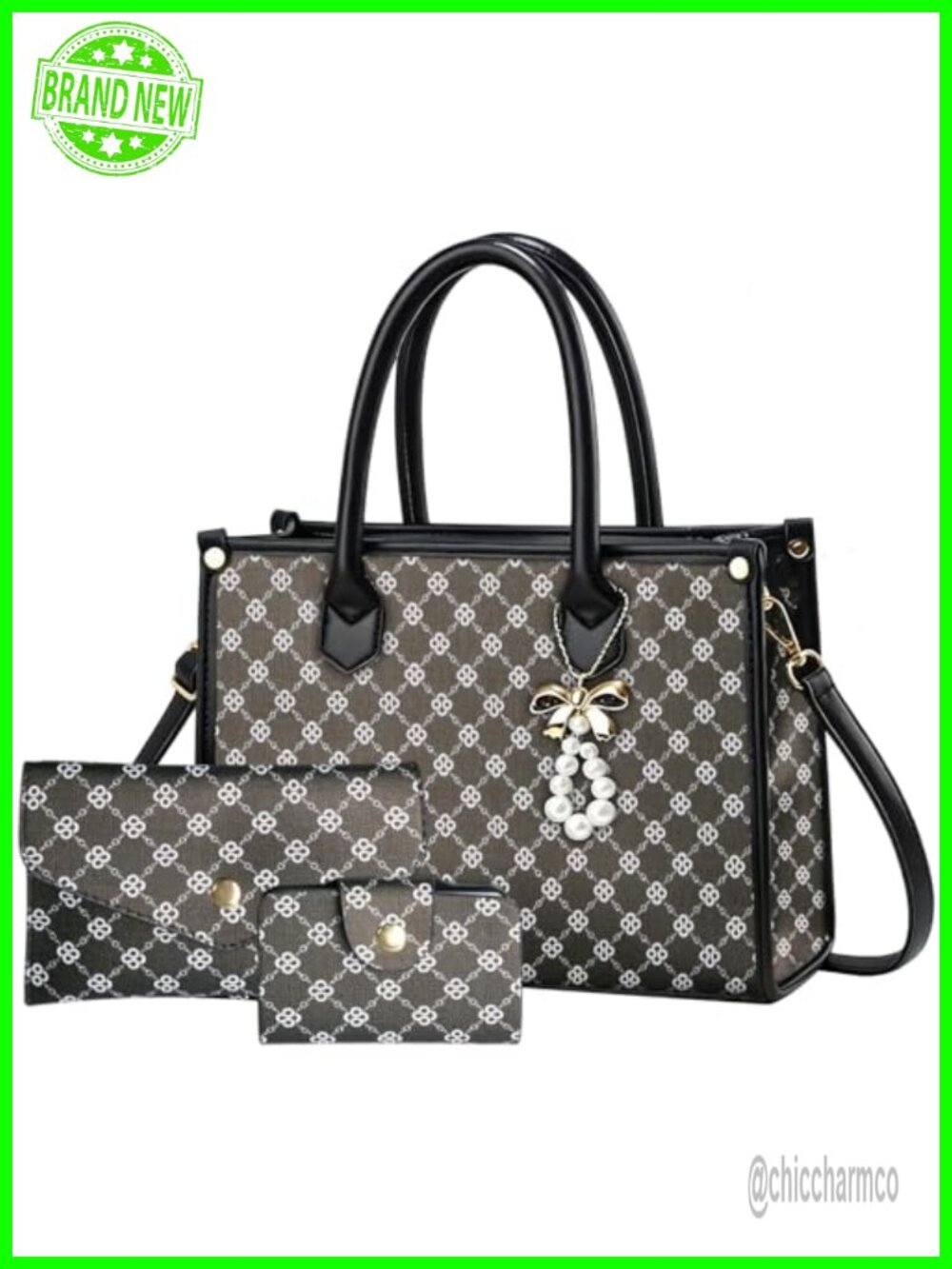 Faux Leather Top-Handle Satchel 3-Piece Set Adjustable Strap Tote